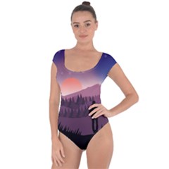 Dusk Sunset Dawn Sky Evening Short Sleeve Leotard  by Sudhe