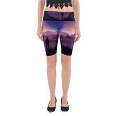 Dusk Sunset Dawn Sky Evening Yoga Cropped Leggings by Sudhe