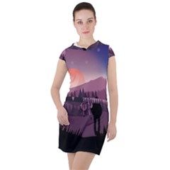 Dusk Sunset Dawn Sky Evening Drawstring Hooded Dress