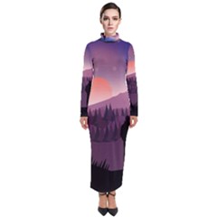 Dusk Sunset Dawn Sky Evening Turtleneck Maxi Dress by Sudhe