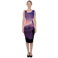 Dusk Sunset Dawn Sky Evening Sleeveless Pencil Dress by Sudhe