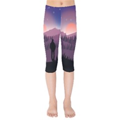 Dusk Sunset Dawn Sky Evening Kids  Capri Leggings  by Sudhe