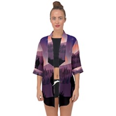 Dusk Sunset Dawn Sky Evening Open Front Chiffon Kimono by Sudhe