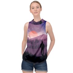 Dusk Sunset Dawn Sky Evening High Neck Satin Top