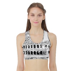 Line Art Architecture Sports Bra With Border by Sudhe