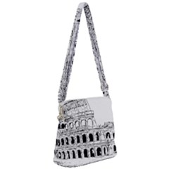 Line Art Architecture Zipper Messenger Bag