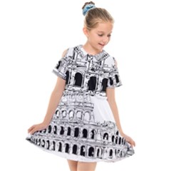 Line Art Architecture Kids  Short Sleeve Shirt Dress by Sudhe