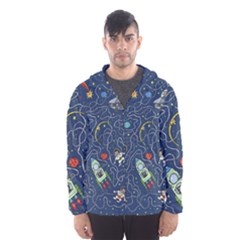 Cat Cosmos Cosmonaut Rocket Hooded Windbreaker (men) by Sudhe