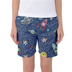 Cat Cosmos Cosmonaut Rocket Women s Basketball Shorts by Sudhe