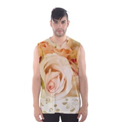 Roses Plate Romantic Blossom Bloom Men s Basketball Tank Top by Sudhe