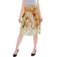 Roses Plate Romantic Blossom Bloom Midi Beach Skirt by Sudhe