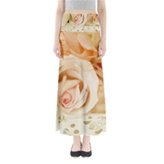 Roses Plate Romantic Blossom Bloom Full Length Maxi Skirt by Sudhe