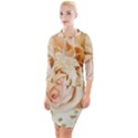 Roses Plate Romantic Blossom Bloom Quarter Sleeve Hood Bodycon Dress View1