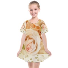 Roses Plate Romantic Blossom Bloom Kids  Smock Dress by Sudhe