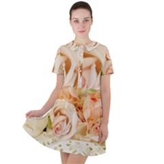 Roses Plate Romantic Blossom Bloom Short Sleeve Shoulder Cut Out Dress  by Sudhe