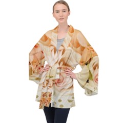 Roses Plate Romantic Blossom Bloom Velvet Kimono Robe