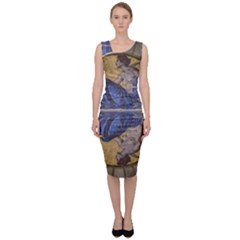 Mosaic Painting Glass Decoration Sleeveless Pencil Dress