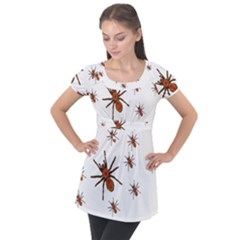 Nature Insect Natural Wildlife Puff Sleeve Tunic Top by Sudhe