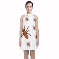 Nature Insect Natural Wildlife Velvet Halter Neckline Dress  by Sudhe