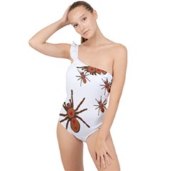 Nature Insect Natural Wildlife Frilly One Shoulder Swimsuit by Sudhe