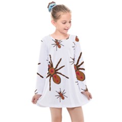 Nature Insect Natural Wildlife Kids  Long Sleeve Dress by Sudhe