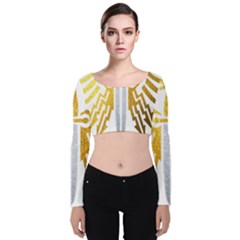 Knife Revenge Emblem Bird Eagle Velvet Long Sleeve Crop Top by Sudhe