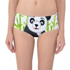 Giant Panda Bear Mid-waist Bikini Bottoms by Sudhe