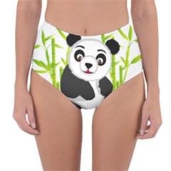 Giant Panda Bear Reversible High-waist Bikini Bottoms by Sudhe