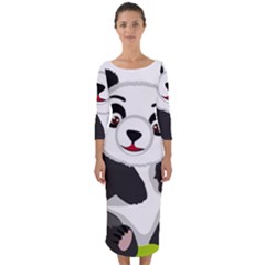 Giant Panda Bear Quarter Sleeve Midi Bodycon Dress by Sudhe