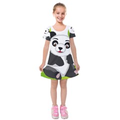 Giant Panda Bear Kids  Short Sleeve Velvet Dress by Sudhe