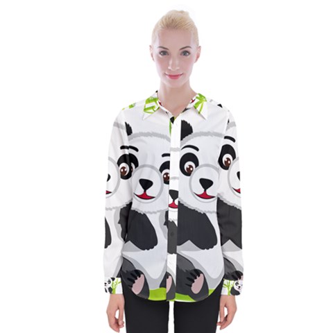 Giant Panda Bear Womens Long Sleeve Shirt by Sudhe