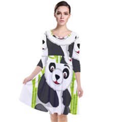 Giant Panda Bear Quarter Sleeve Waist Band Dress by Sudhe