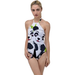 Giant Panda Bear Go With The Flow One Piece Swimsuit by Sudhe