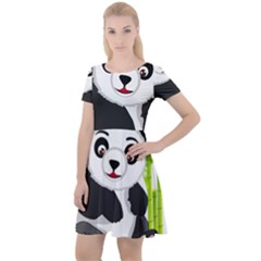 Giant Panda Bear Cap Sleeve Velour Dress 