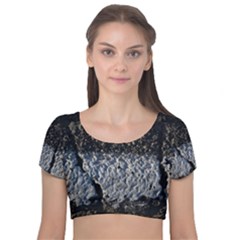 Asphalt Road  Velvet Short Sleeve Crop Top  by rsooll