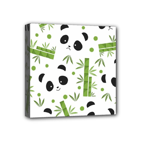 Giant Panda Bear Bamboo Icon Green Bamboo Mini Canvas 4  X 4  (stretched) by Sudhe