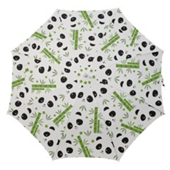 Giant Panda Bear Bamboo Icon Green Bamboo Straight Umbrellas by Sudhe