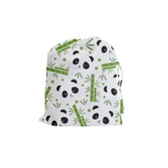 Giant Panda Bear Bamboo Icon Green Bamboo Drawstring Pouch (medium) by Sudhe