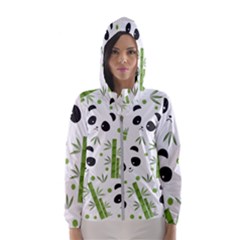 Giant Panda Bear Bamboo Icon Green Bamboo Hooded Windbreaker (women) by Sudhe