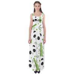 Giant Panda Bear Bamboo Icon Green Bamboo Empire Waist Maxi Dress by Sudhe