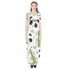 Giant Panda Bear Bamboo Icon Green Bamboo Short Sleeve Maxi Dress by Sudhe