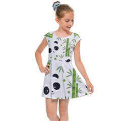 Giant Panda Bear Bamboo Icon Green Bamboo Kids  Cap Sleeve Dress by Sudhe