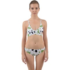 Giant Panda Bear Bamboo Icon Green Bamboo Wrap Around Bikini Set by Sudhe