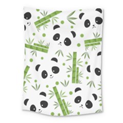 Giant Panda Bear Bamboo Icon Green Bamboo Medium Tapestry by Sudhe