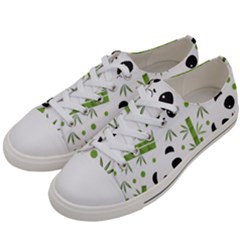 Giant Panda Bear Bamboo Icon Green Bamboo Women s Low Top Canvas Sneakers by Sudhe