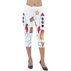 Rocket Cartoon Lightweight Velour Capri Leggings  by Sudhe