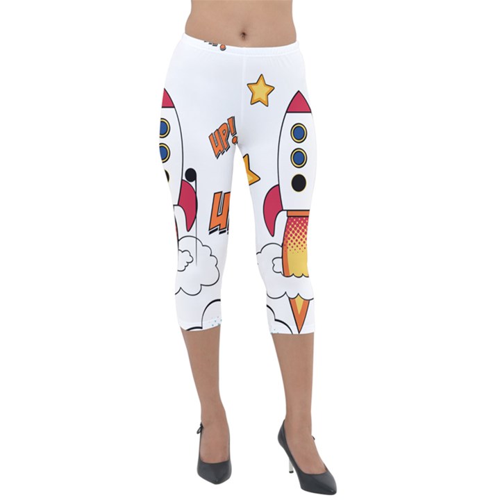 Rocket Cartoon Lightweight Velour Capri Leggings 