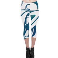 Blue Vector Car Capri Leggings  by Sudhe