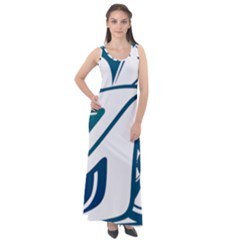 Blue Vector Car Sleeveless Velour Maxi Dress