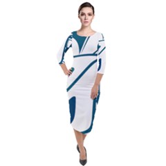 Blue Vector Car Quarter Sleeve Midi Velour Bodycon Dress by Sudhe